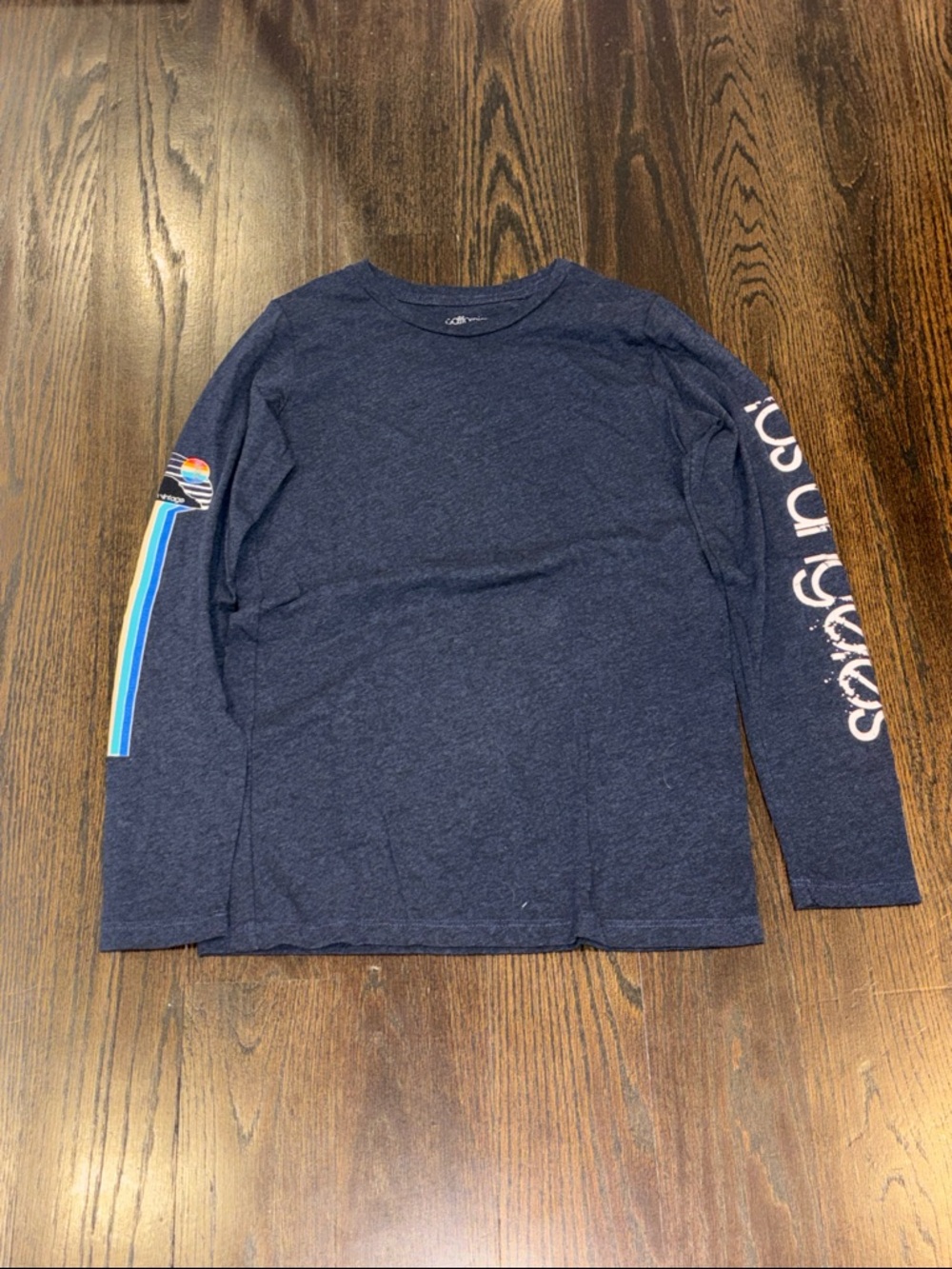Californian Vintage Boys’ Navy Long-Sleeve Tee with Sleeve Stripe Size 10